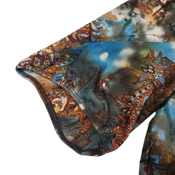 Bohemian lace-trim blouse with elastic sleeves by Avenue - Women's Plus 18/20 - Picture 4 of 7